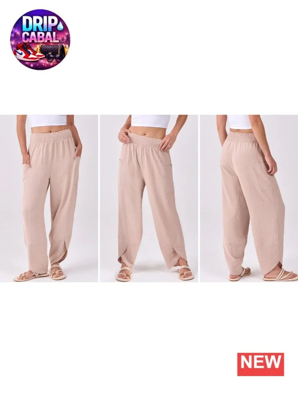 Womens Wide Leg Palazzo Capri Barrel Pants High Waisted Cropped Trousers